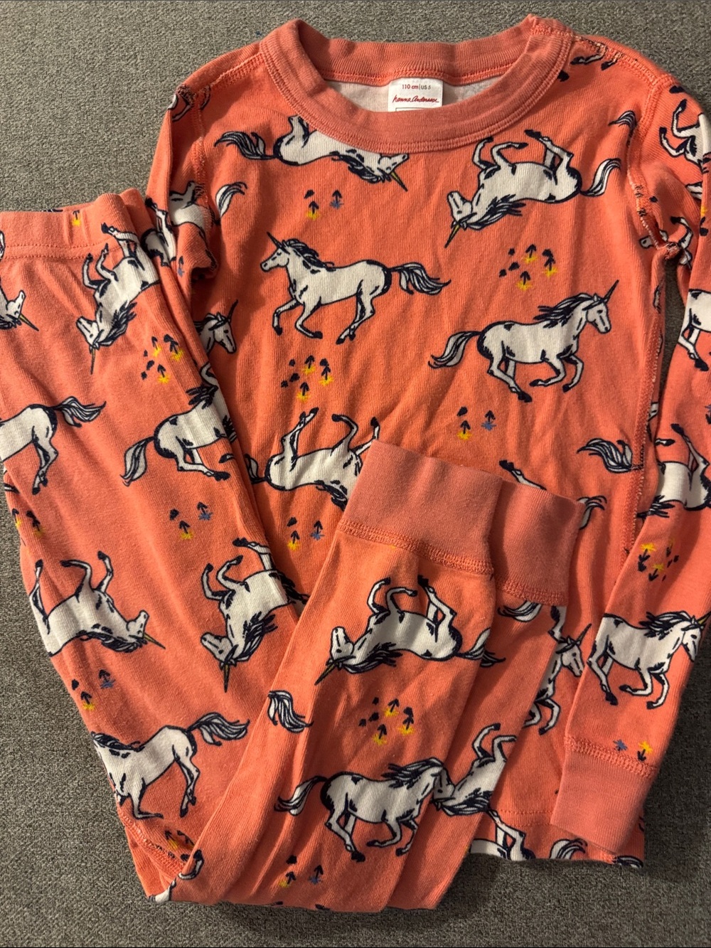 3/$15- Kids Coral Unicorn Print Pajama Set